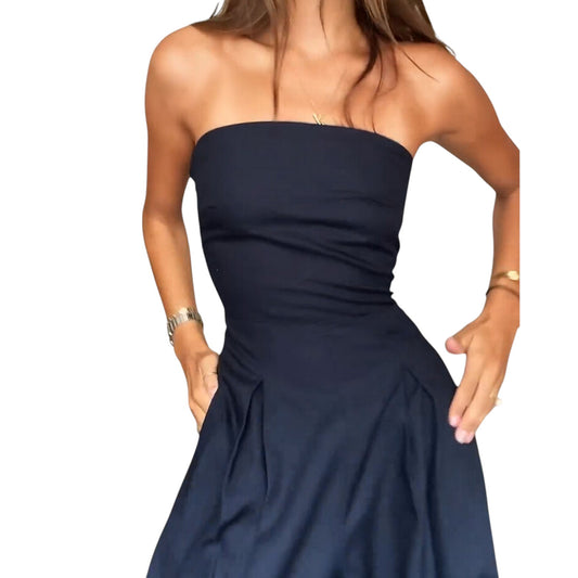 SINDRA | STRAPLESS SOLID COLOR JUMPSUIT