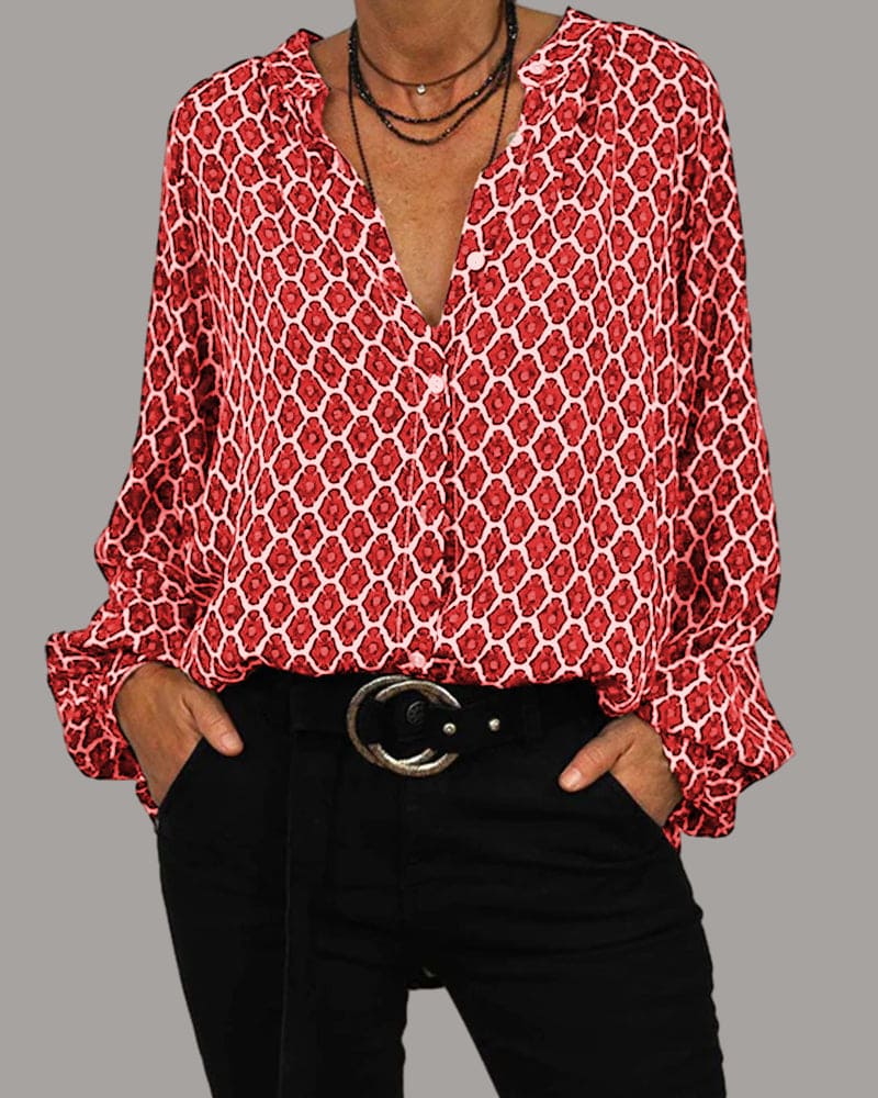 Luna's® | Relaxed V-Hals Midi-Shirt